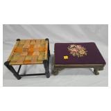 Foot Stools with Woven and Floral Designs