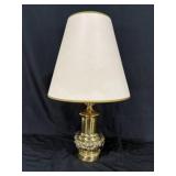Brass Table Lamp With White Tapered Shade