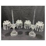 Cut Glass Two-Light Candelabras with Prisms