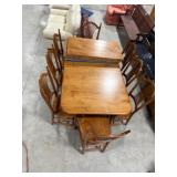 Dining Table Set with Two Leaves and Six Chairs