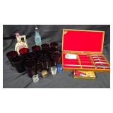 Glassware, Flatware Set, and Decorative Items