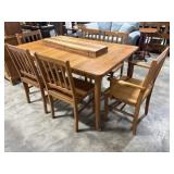 Handmade Dining Table with Three Leaves on Casters