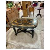 Table with Beveled Glass Top and Decorative Base