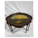 Hand-Painted Wood Tray Table