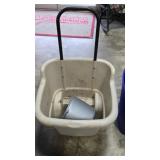 Plastic Utility Cart with Blue Trash Bin