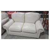 Cream Leather Loveseat by LeatherCraft
