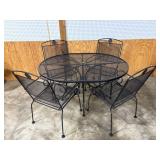 Metal Mesh Patio Table and Four Chairs Set