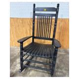 Black Wooden Rocking Chair with Slatted Back