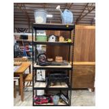 Multi-Tier Black Metal Shelf & Household Items