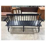 Black Wooden Windsor-Style Bench