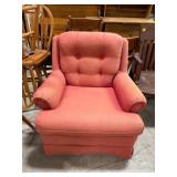 Tufted Red Upholstered Armchair With Skirted Base