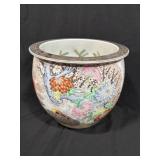 Ceramic Jardiniere with Floral and Bird Motifs