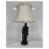 Table Lamp with Sculptural Base and Fabric Shade