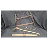 Vintage Collection of Hand Tools Including Bow Saw