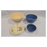 Four Ceramic Mixing and Serving Bowls