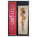 Framed Sunflower Artwork and Merry Christmas Sign
