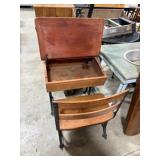 Wood and Iron Vintage School Desk with Storage