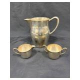 Silverplate Pitcher with Creamer and Sugar Set