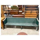 Green Wooden Bench with Armrests and Backrest