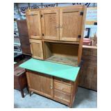 Wooden Hoosier-Style Cabinet with Green Worktop