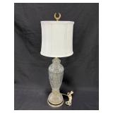 Table Lamp with Cut Glass Base and Brass Accents