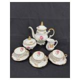 Floral Rose-Pattern Porcelain Tea Set