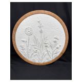 Round Floral Plaque and Black Arched Mirror