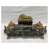 Gilded Bronze and Black Marble Inkwell