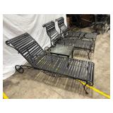 Black Metal Reclining Chaise Lounges & Table