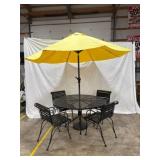 Woodard Black Metal Patio Set with Umbrella