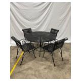 Woodard Black Metal Table and Four Chairs Set