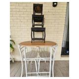 Stacking Bamboo Tables And White Patio Set