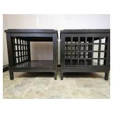 Wooden End Tables with Grid Panels