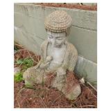 Stone Buddha Garden Statue with Tea Light Holder