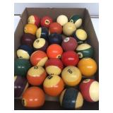 Pool balls large group of miscellaneous pool balls