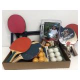 Ping pong paddles and balls group