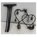 Clothesline  bracket and heart Bell chmes