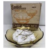 Swedish modern honey gold chip and dip set with