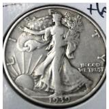 Silver 1939 S  walking liberty half dollar