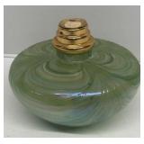 Green and white swirl glass oil lantern