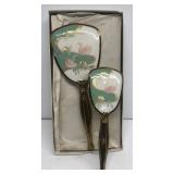 Vanity mirror and brush set