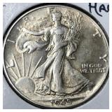 Silver 1945 Half dollar walking liberty