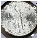 Silver 1 ounce 1984 Mexico Onza coin