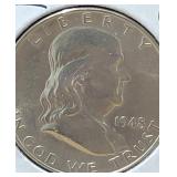 Silver 1948D Franklin uncirculated half dollar