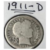 Silver 1911 D silver dime