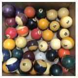 Pool balls box of pool balls miscellaneous ones