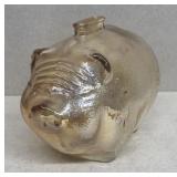 Anchor Amber color  glass pig bank made in