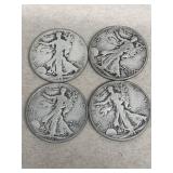 4- Silver walking liberty half dollars 1941,