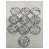 10- Silver walking liberty half dollars 1944,