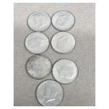 7-Silver 1964 Kennedy half dollars